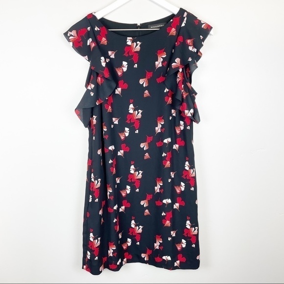 π
Ίbanana Republic Black Floral Flutter Sleeve Shift Dress Size 2 - Picture 3 of 9